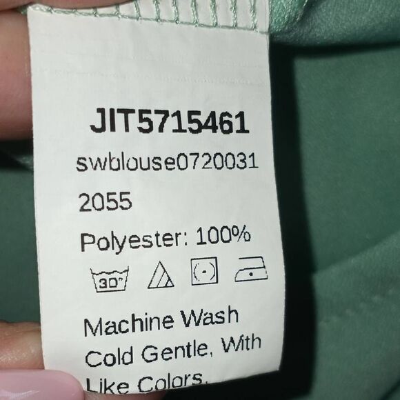 SHEIN Keyhole Neck Scallop Trim Top Mint Green SZ.S EUC - Picture 10 of 11